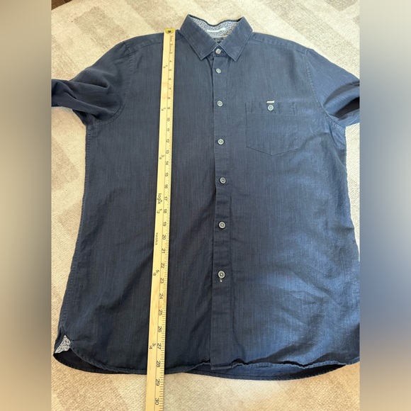 Ted Baker Men’s Linen & Cotton Blend Blue Long Sleeve Button Down Shirt (Sz 4/L) - Picture 7 of 8